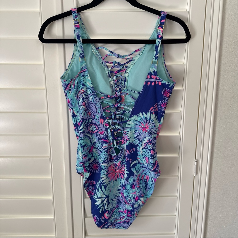 Lilly Pulitzer Floral One Piece Swimsuit - Blue and Pink - Picture 5 of 8